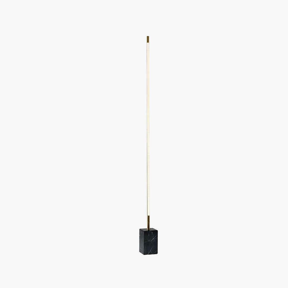 Edge Minimalist Linear Floor Lamp, Black/Gold, Metal/Marble