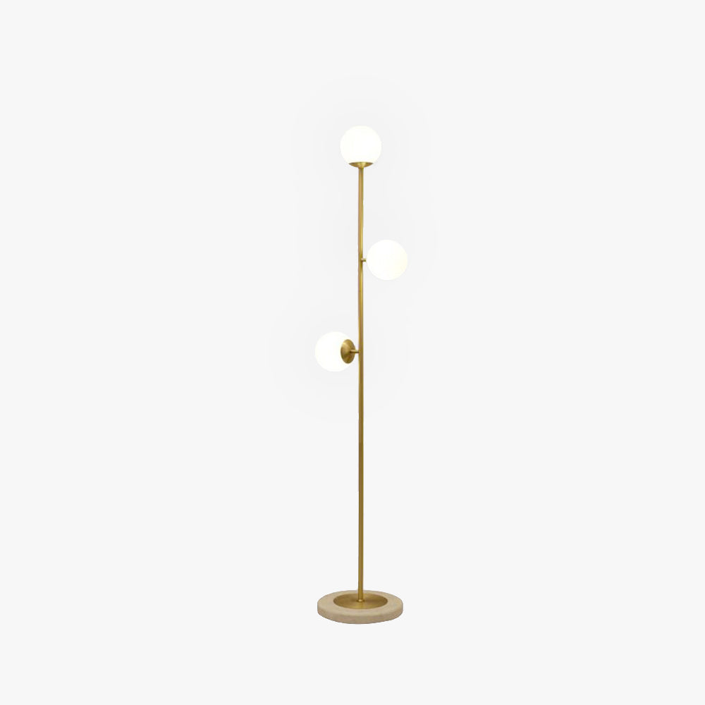 Valentina Floor Lamp, 3 Heads, Brass & Glass, 63"