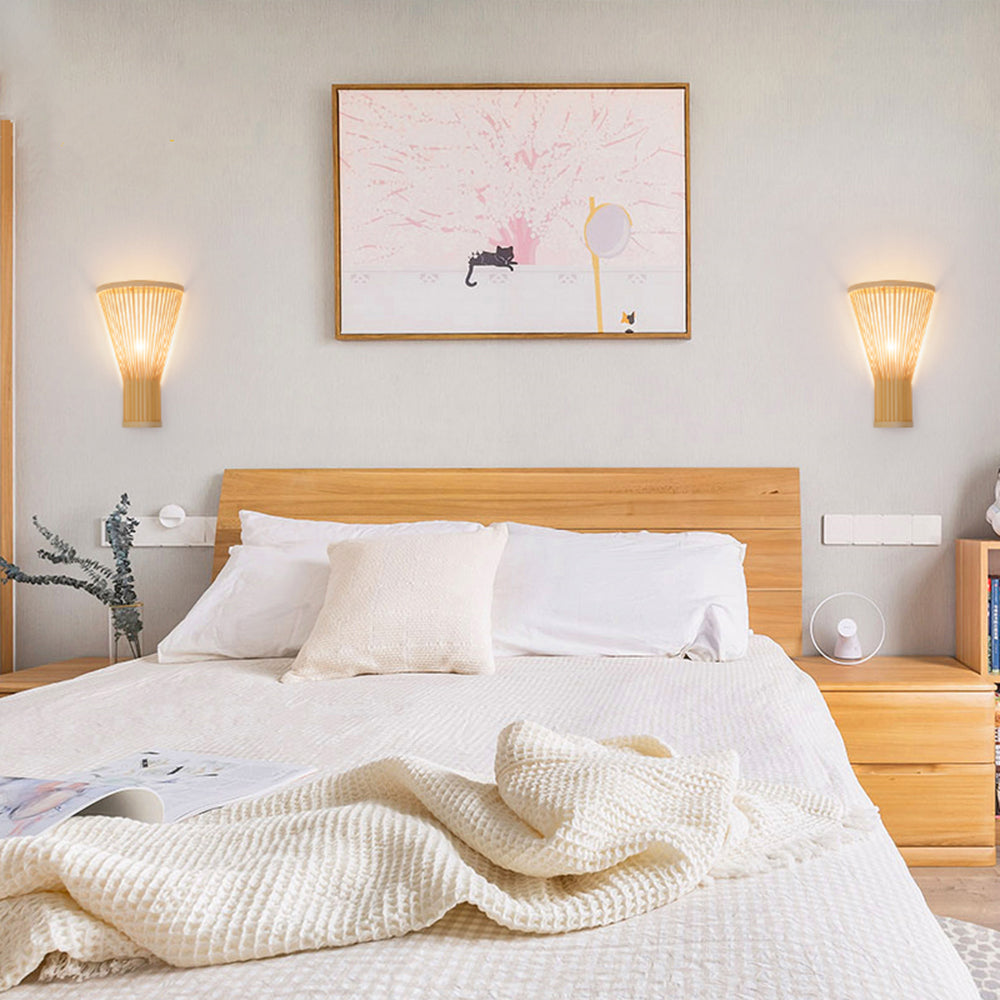 Muto Led Wall Mounted Bedside Lamp, Rattan/Acrylic, Bedroom