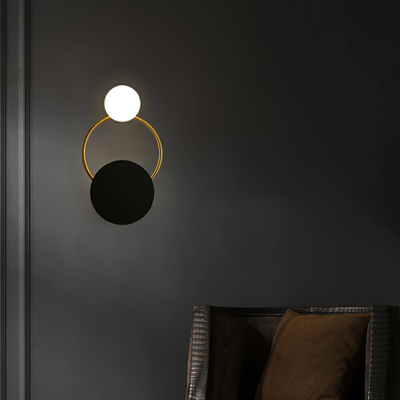 Emyr Modern LED Triple Rings Wall Lamp, Metal/Glass, Gold/Black, Bedroom