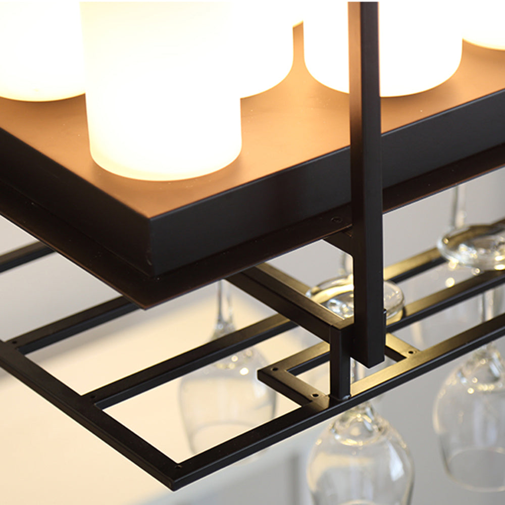 Alessio Candle Black Pendant Lighting for Kitchen Island, Wine Glass Holder