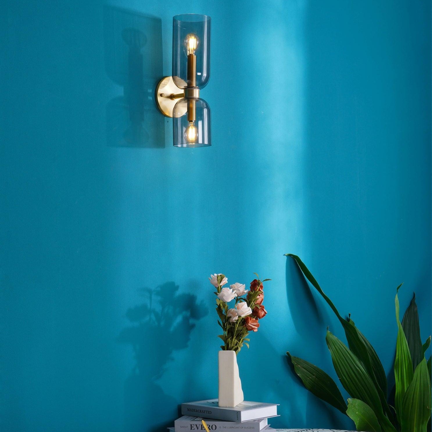 Meza Wall Lamp Simple Double-head, White/Blue/Gray/Chrome, Bedroom