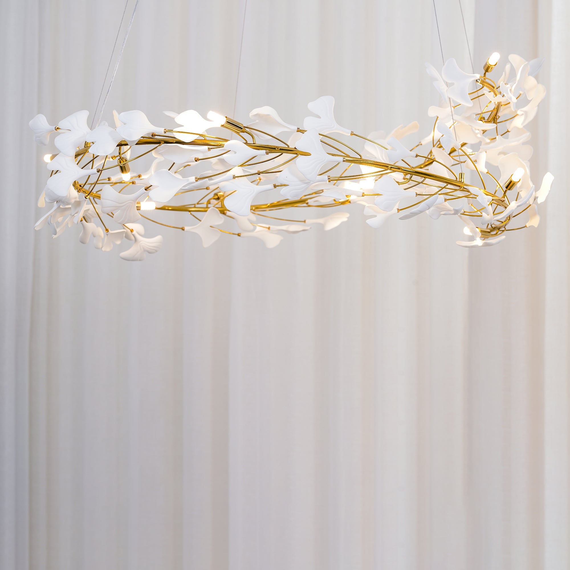 Olivia GinkLuxe Modern Golden LED Chandelier, Metal & Ceramic