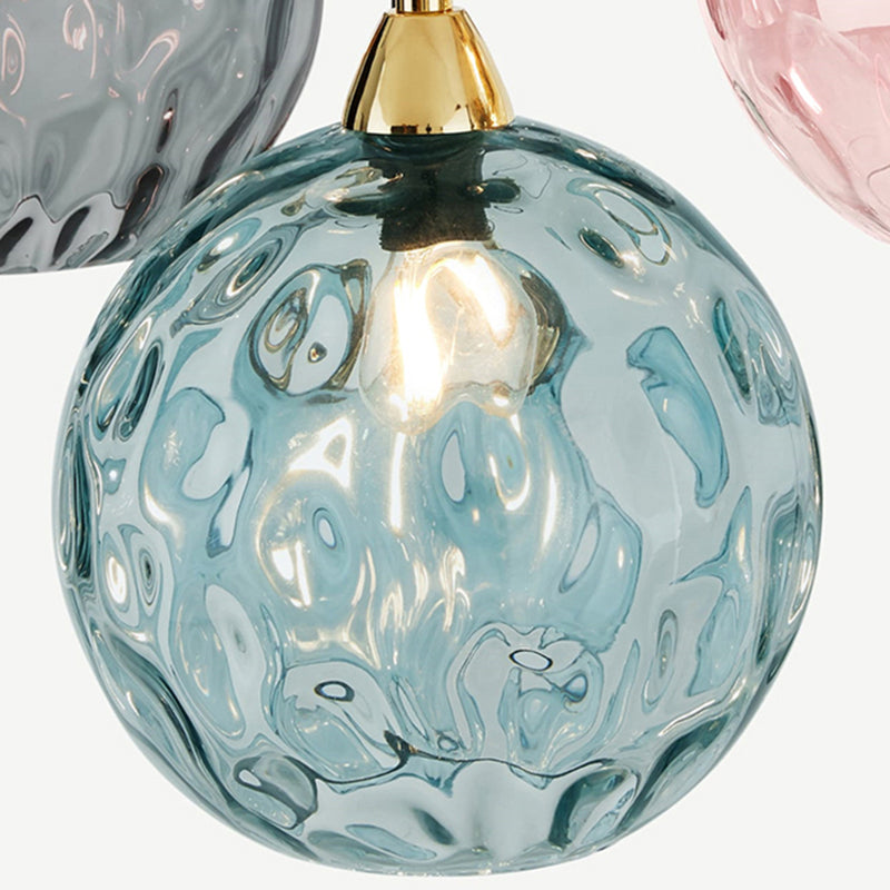 Hailie Colorful Glass Ball Pendant Light, Water Ripple
