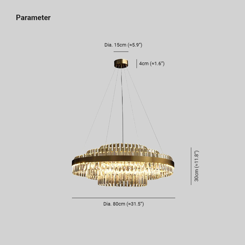 Marilyn Modern Tiered Crystal LED Chandelier Brass Living Room