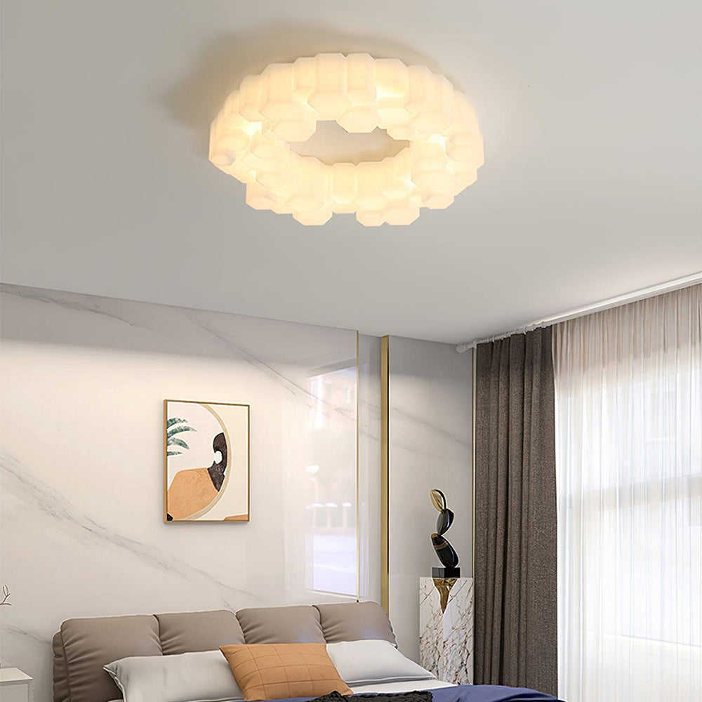 Quinn Honeycomb Metal/Acrylic Flush Mount Ceiling Light, White