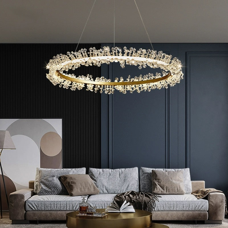 Kristy Pendant Light Ring Flower Luxury Crystal Dining Room