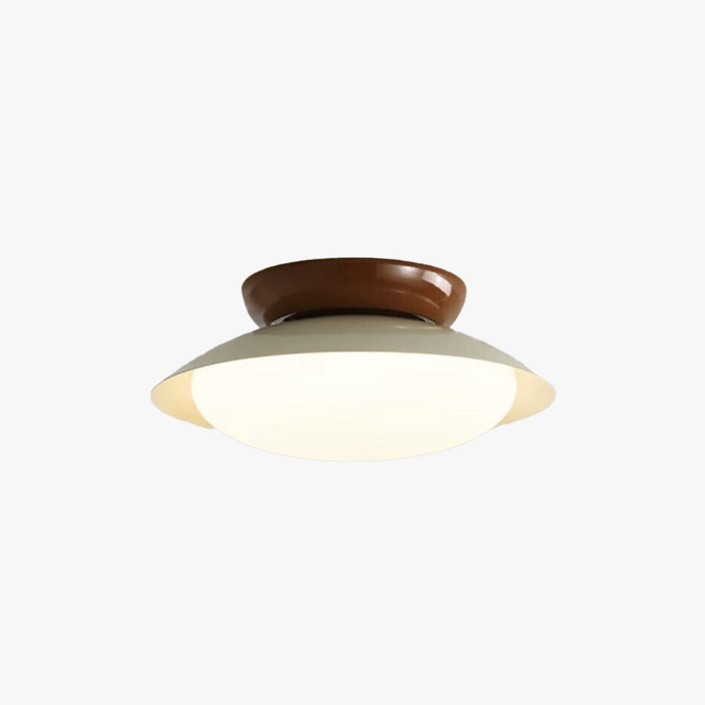 Morandi Vintage Bowl-shaped Metal/PE LED Ceiling Light Green/Chrome/Beige