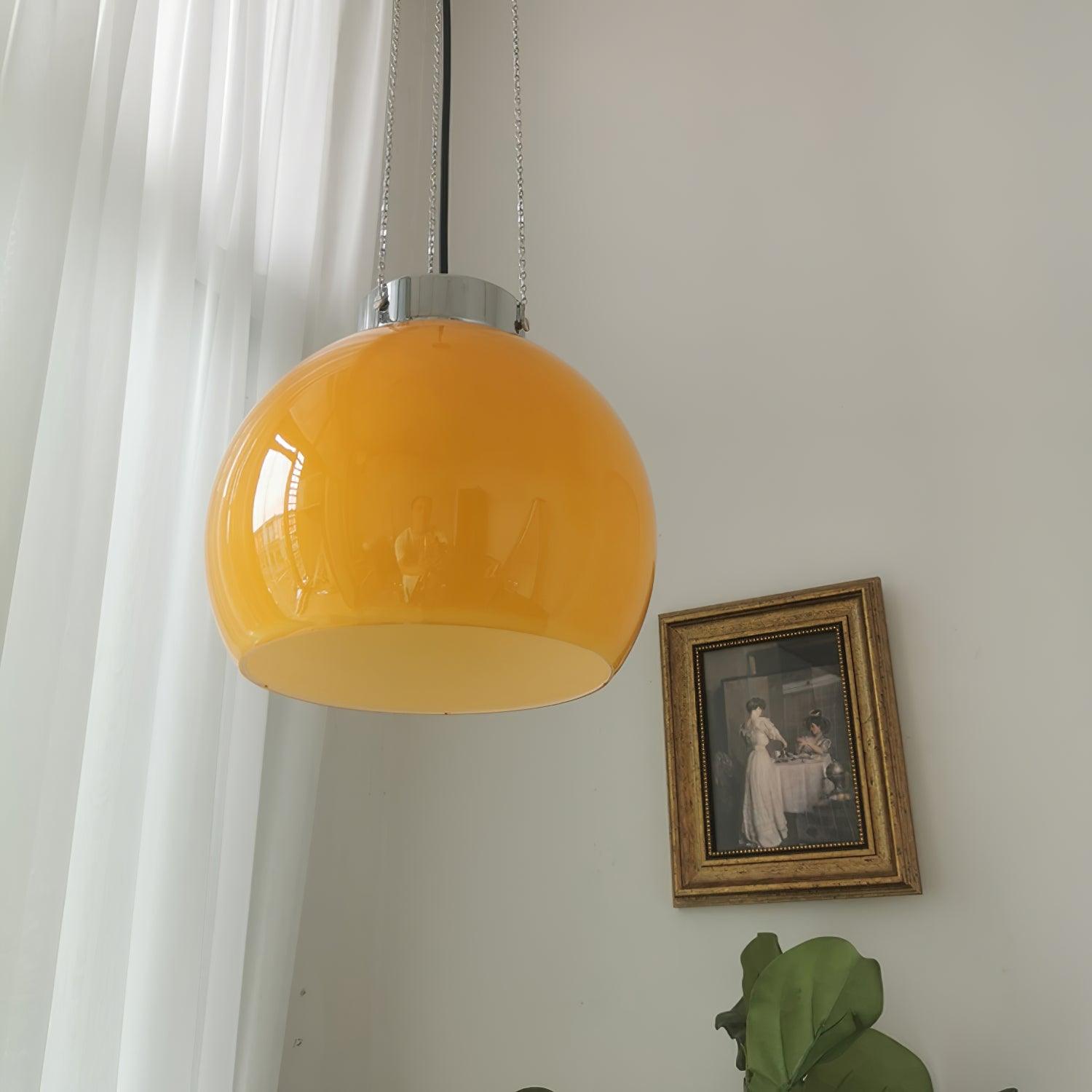 Hailie Yellow Ball Pendant Light, Metal & Glass, 9.8"