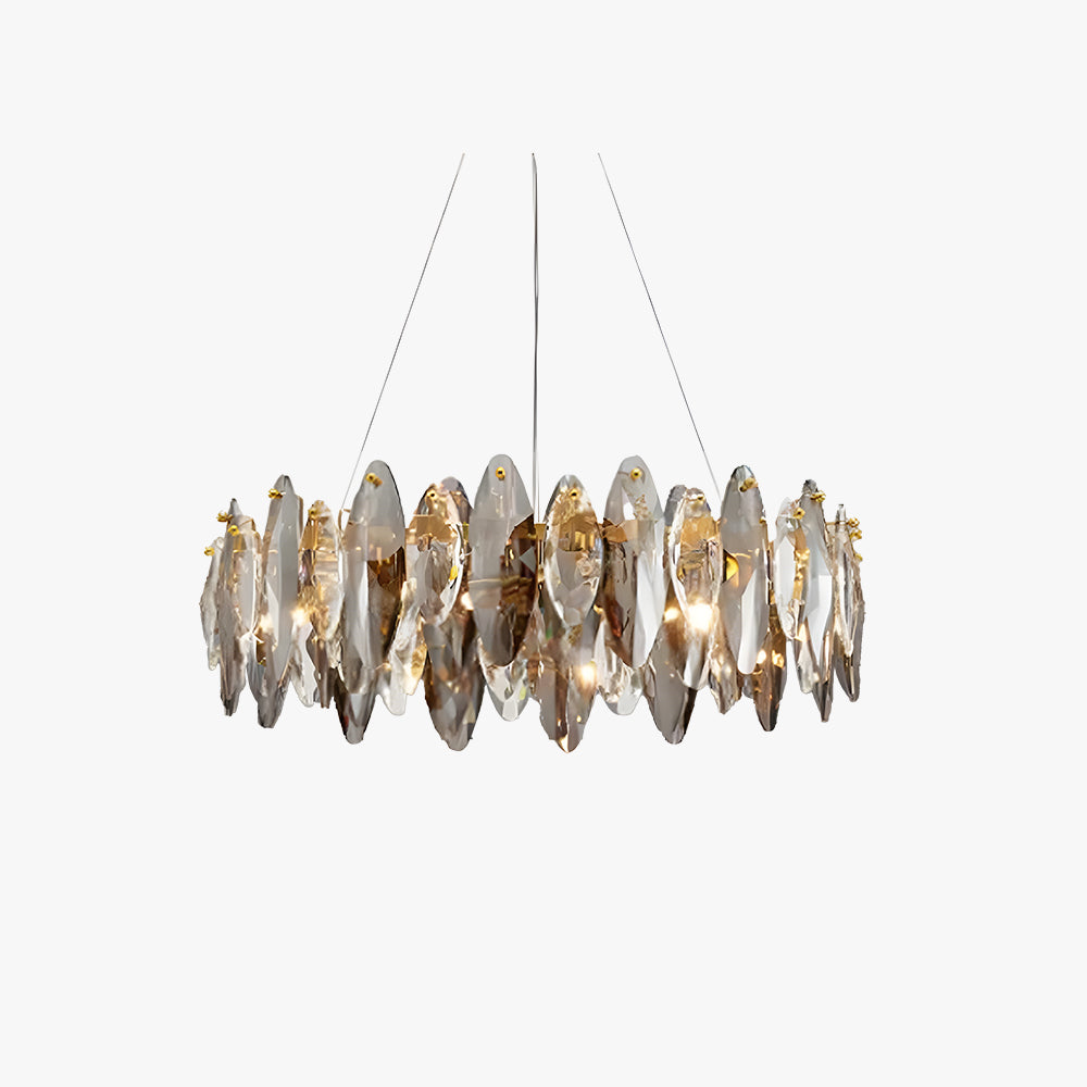Olivia Crystal Chandelier LED Elliptical Glass/Metal Gold Living Room