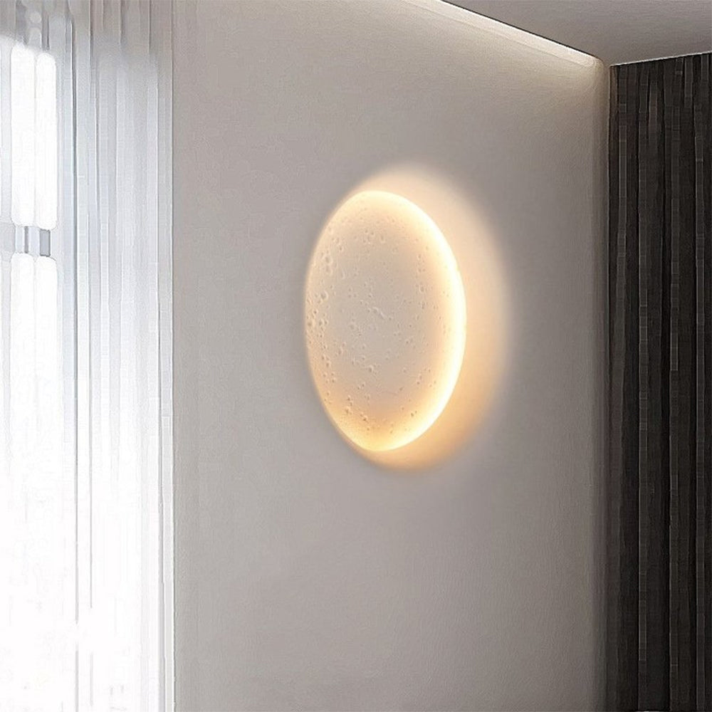 Elif Decorative Moon Metal/Gypsum Wall Lamp, White