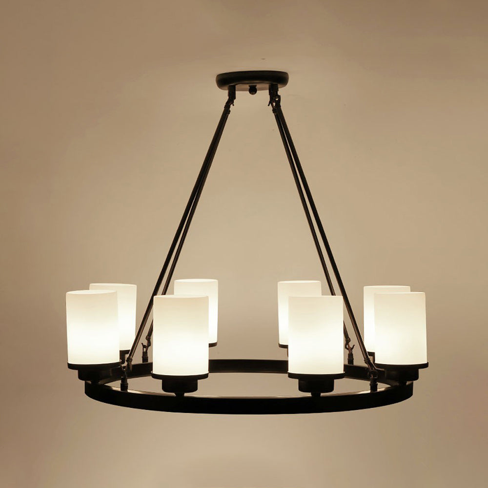 Alessio Retro Black Metal/Glass Chandelier for Living Room