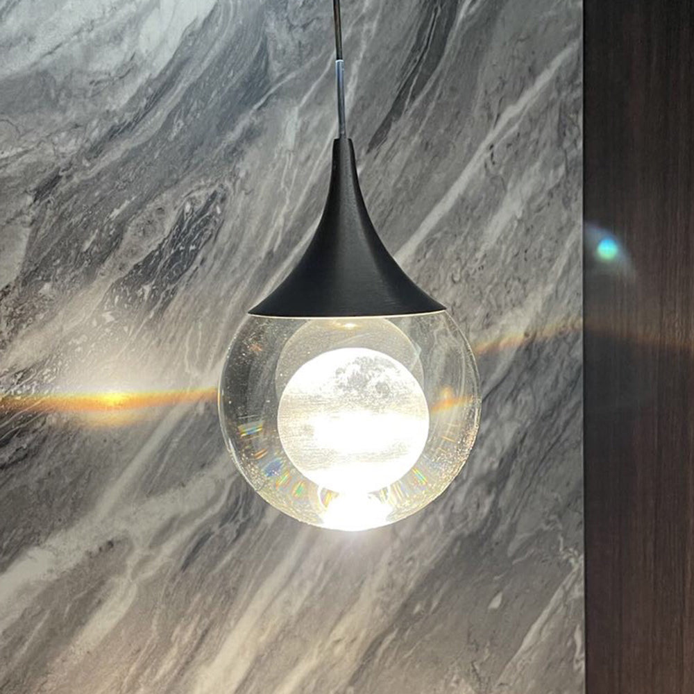 Elif Minimalist Moon Metal Pendant Light,Black