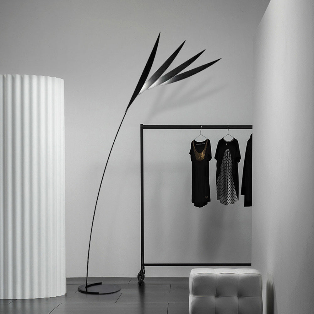 Clifford Modern Leaf Floor Lamp, Black, Metal, Living Room