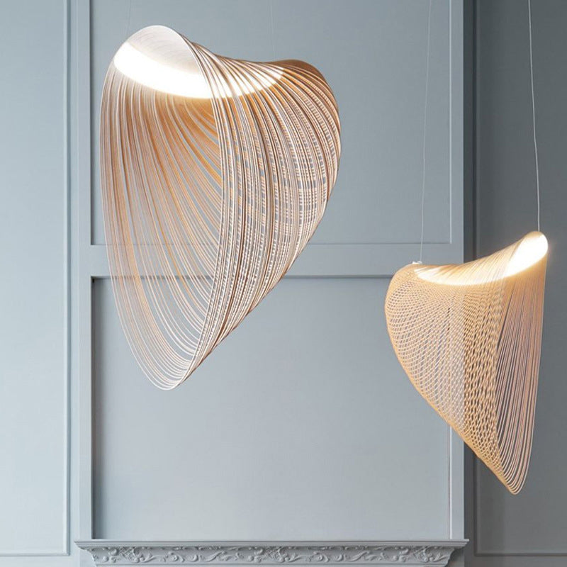 Ozawa Rustic Annular Wooden Pendant Light,Natural Wood Color
