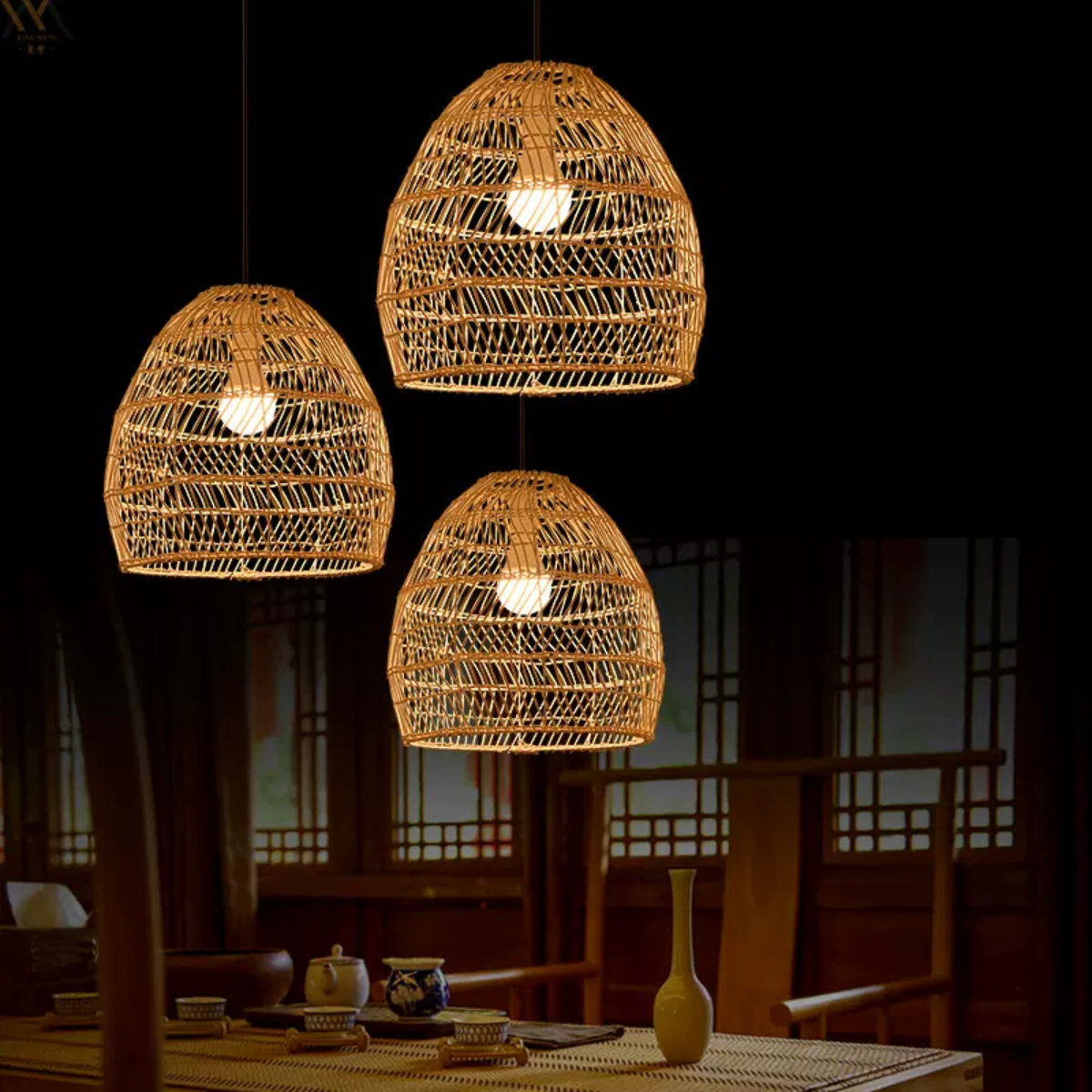 Muto Design Retro LED Pendant Light Black/Wood Wood Bedroom/Living Room/Study Room/Hall