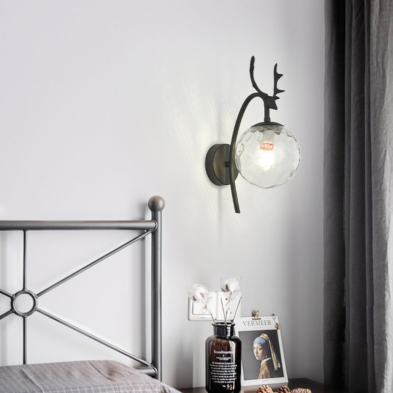 Valentina Modern Art-Deco Deer Bedside Wall Lamp, Black/Gold