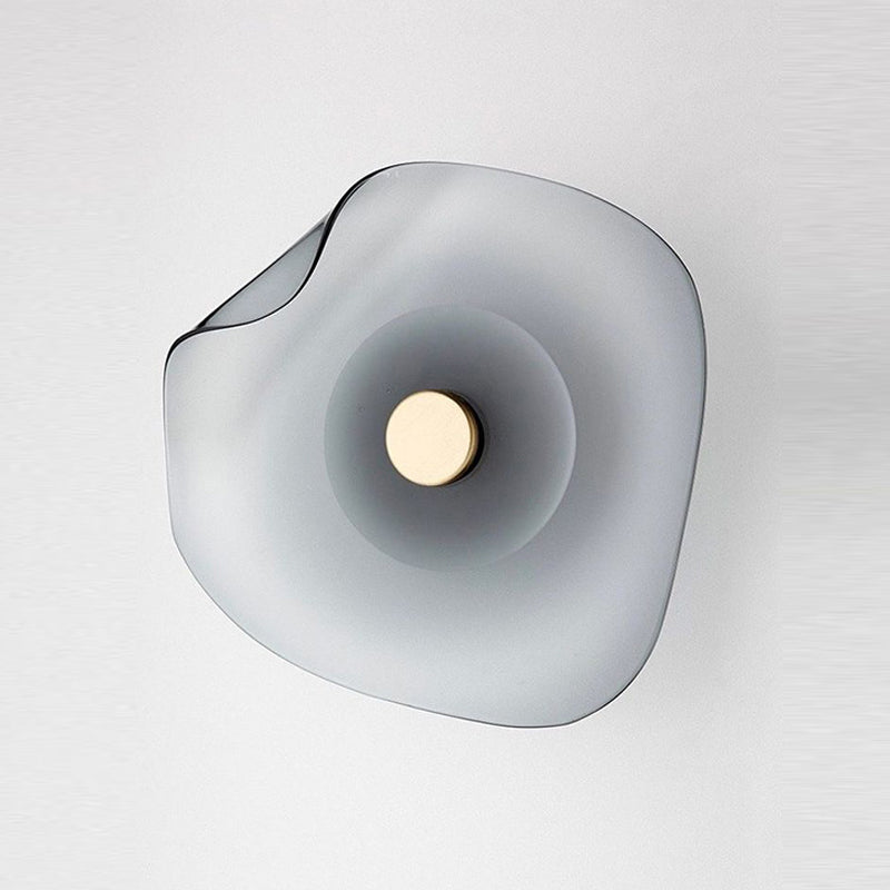 Veta Design Flower Metal/Glass Wall Lamp, Grey/Blue