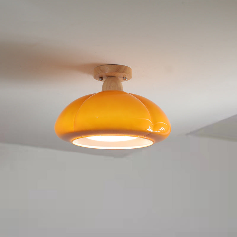 Hailie Modern LED Pumpkin Creativity Ceiling Light Glass Wood Aisle/Hallway/Bedroom/Living Room
