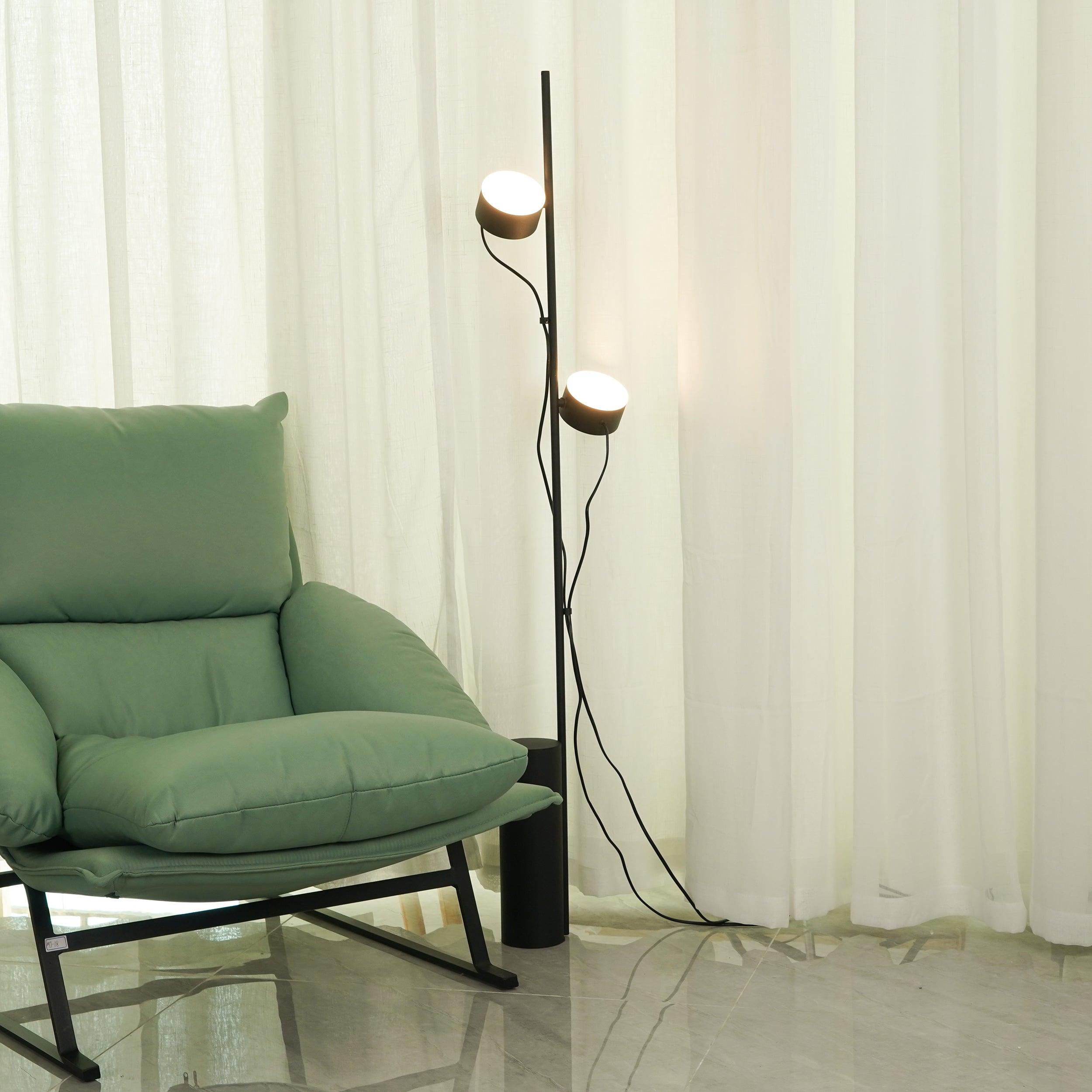 Avi Floor Lamp Cylindrical/Linear Modern, Metal, Black, Bedroom