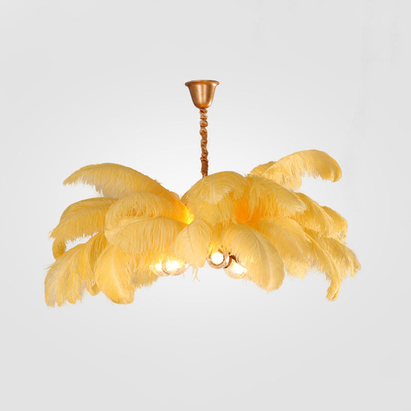 O'Moore Nordic Luxury Pendant Light, Brass/Feather
