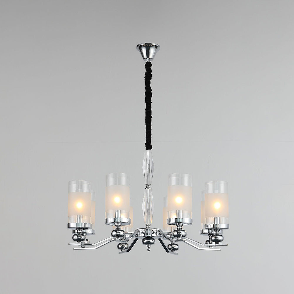 Alessio Retro Silver Metal/Glass Chandelier/Wall Lamp, Living Room