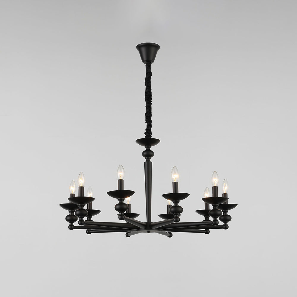 Alessio Retro Candle Wall Lamp/Black Chandelier for Living Room, Dining Room