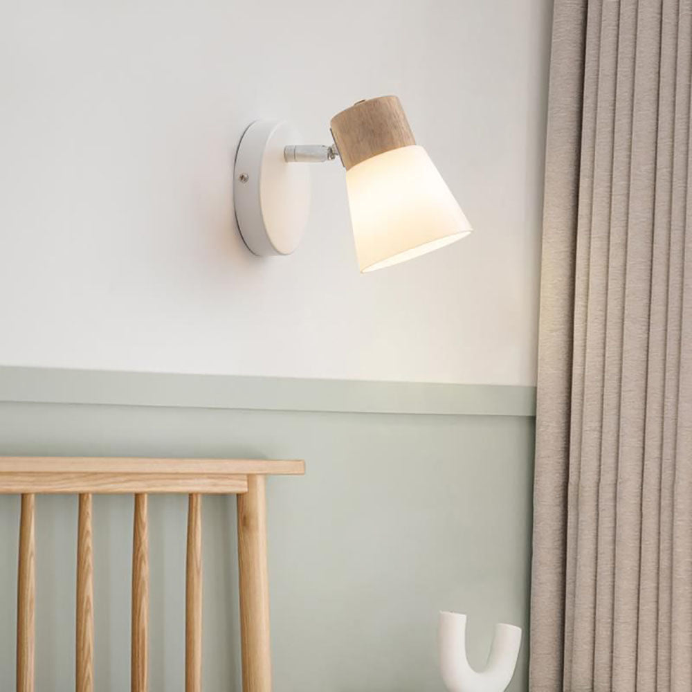 Ozawa Wall Lamp Nordic Vanity Mirror Front, Wood/Glass, White, Basement