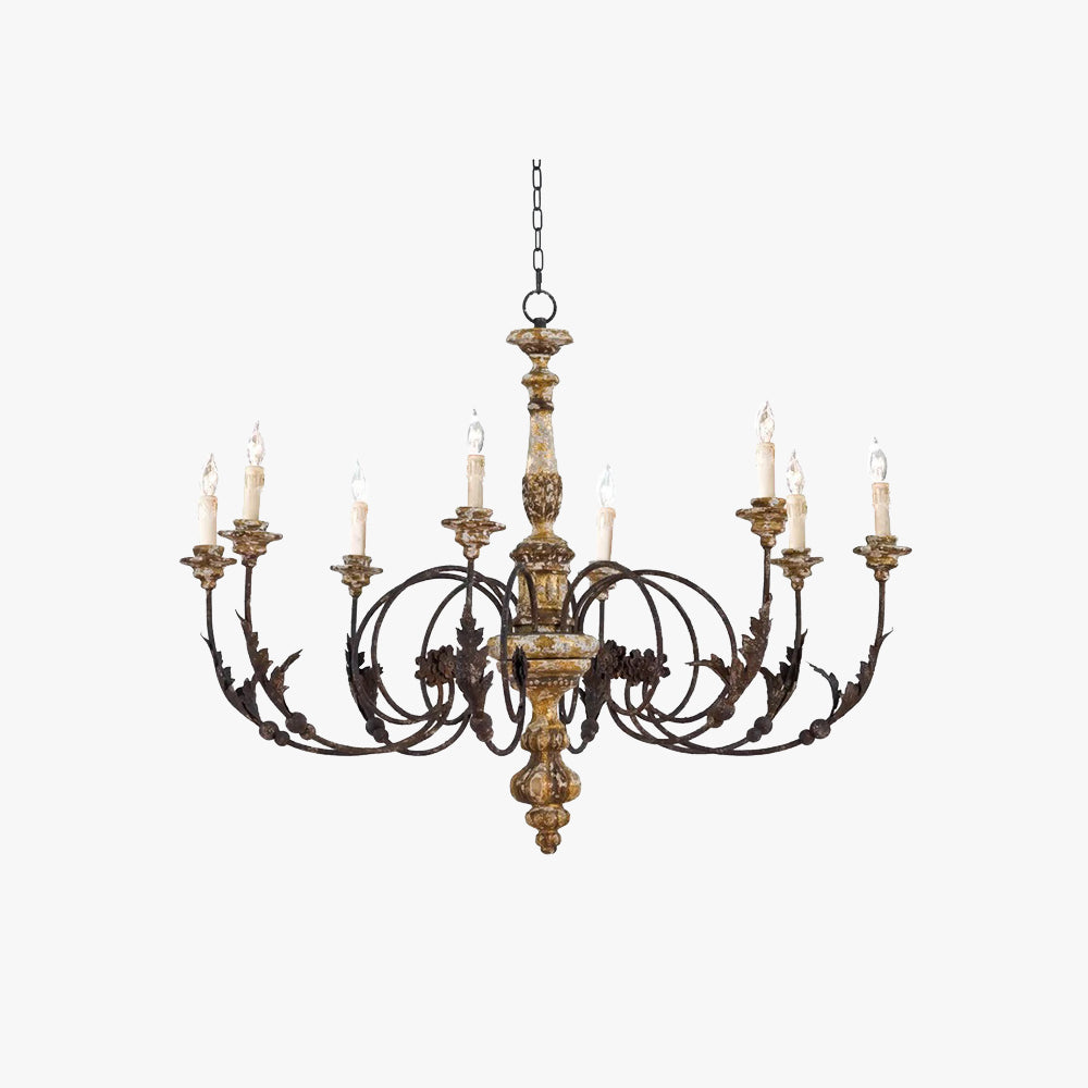 Silva Large Retro Creative Chandelier Wood Metal Living Room