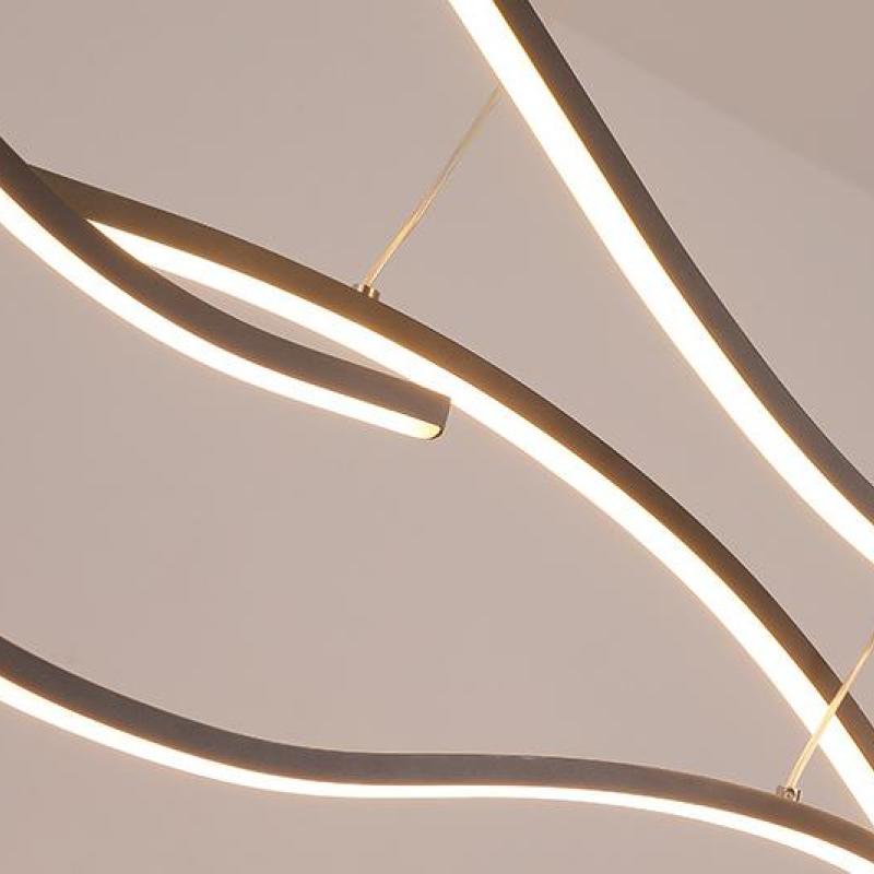 Louise Curved Linear Pendant Light, Black/Gold
