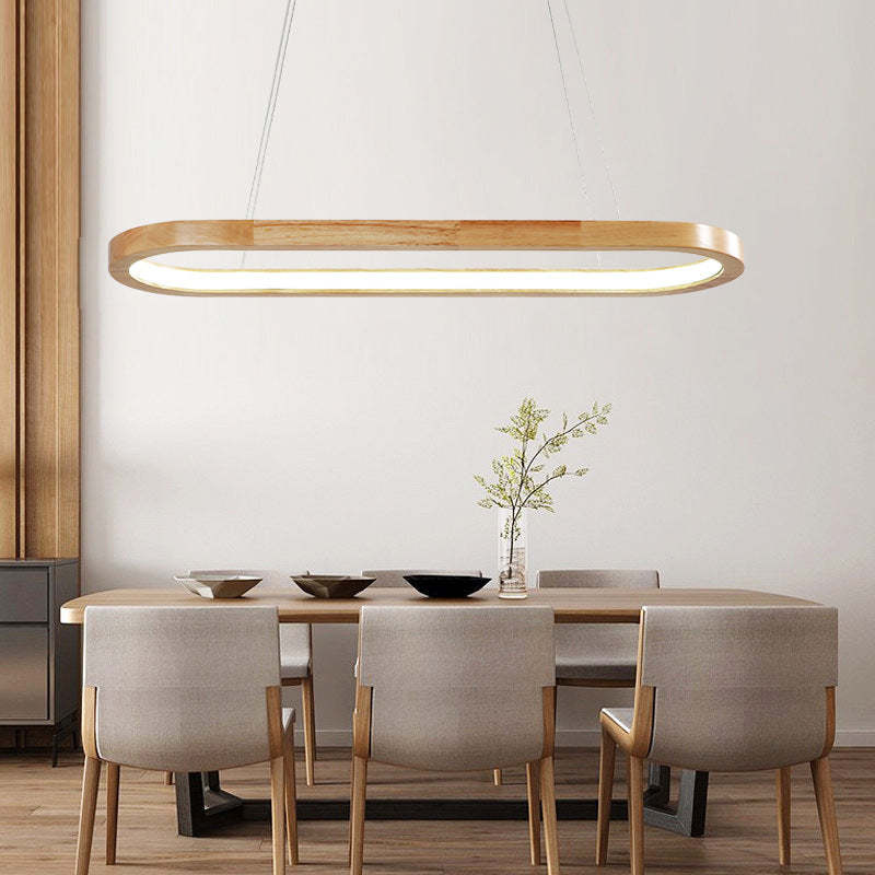 Ozawa Contemporary Oval Wooden Pendant Light Dining Room