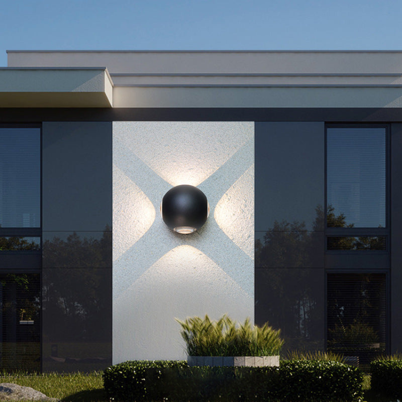 Orr Outdoor Wall Lamp Globe/Cruciform Ray Modern,Aluminum, Black, Garden