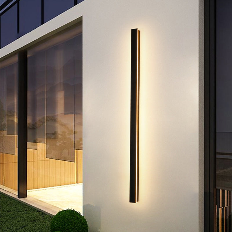 Edge Minimalist Linear Metal Outdoor Wall Lamp, Black, Balcony/terrace