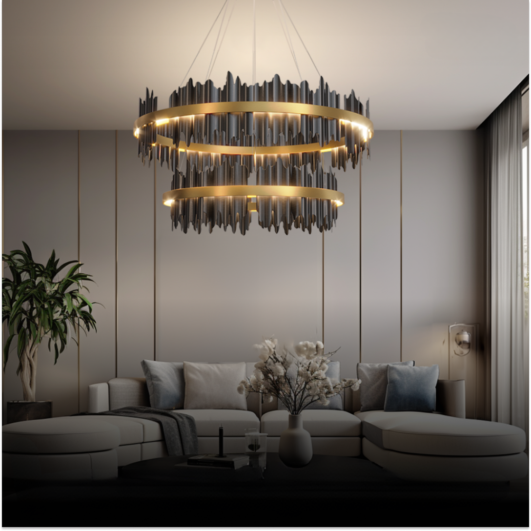 Marilyn Industrial Chandelier Cylindrical Metal Living Room