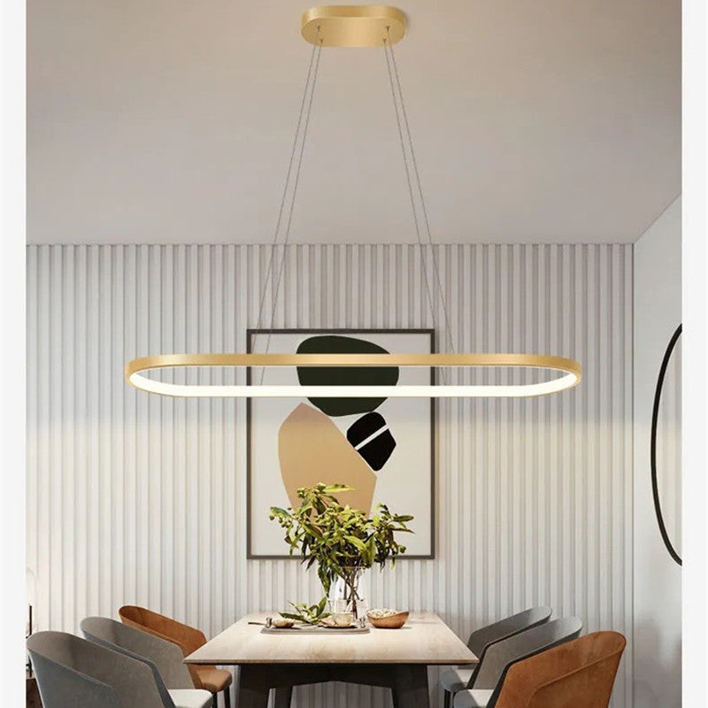 Edge Oval Minimalist Hanging Pendant Light