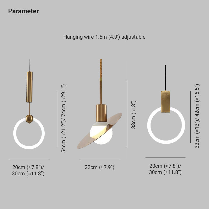 Cooley Modern Nordic Globe/Ring Metal/Glass Pendant Light, Gold