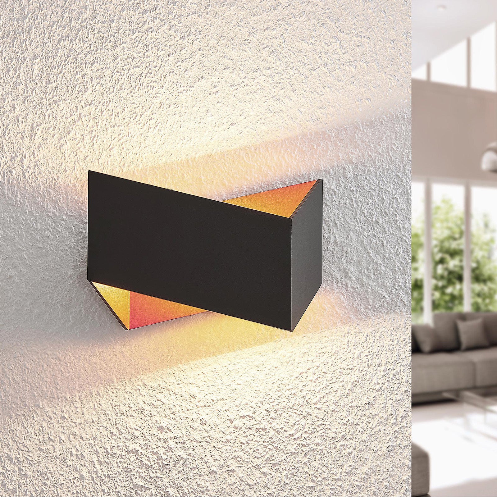 Orr Modern Geometric Metal Wall Light, Black/Grey, Bedroom
