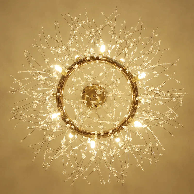 Lily Modern Dandelion LED Pendant Light Metal Crystal Bedroom Living Room