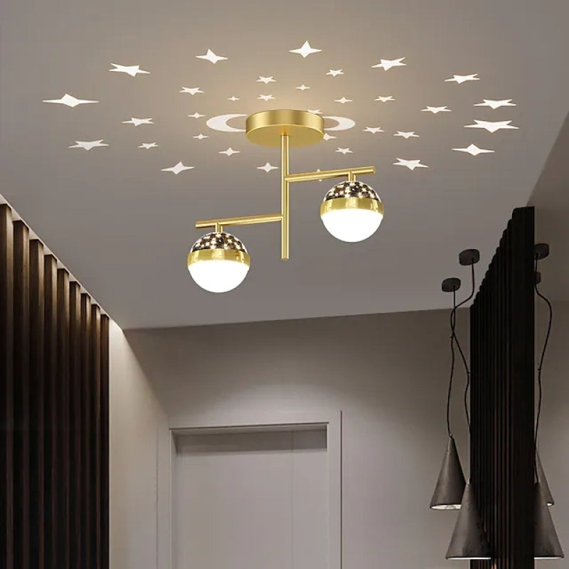 Madina Modern Ceiling Light Starry LED Flush Mount Black/Gold Corridor