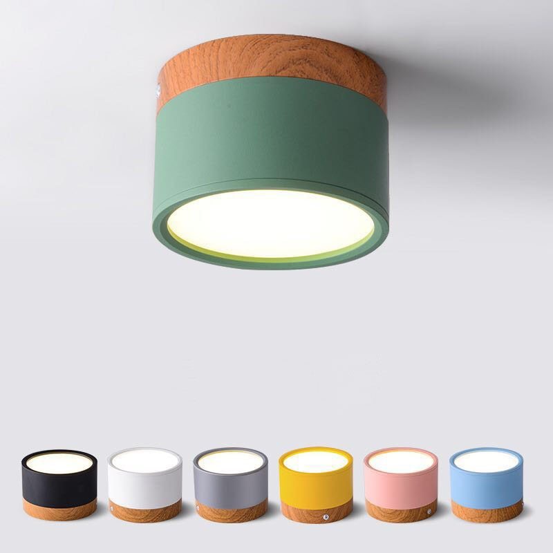 Morandi Modern Cylindrical Metal/Acrylic Flush Mount Ceiling Light Hallway