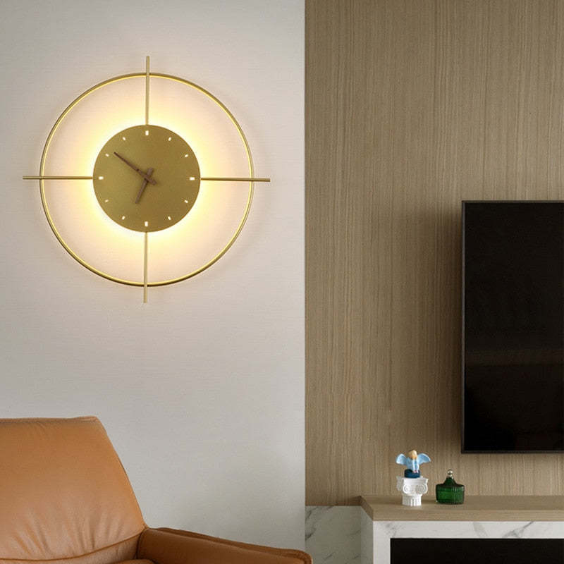 Morandi Nielsen Modern Clock Metal Wall Lamp Bedroom