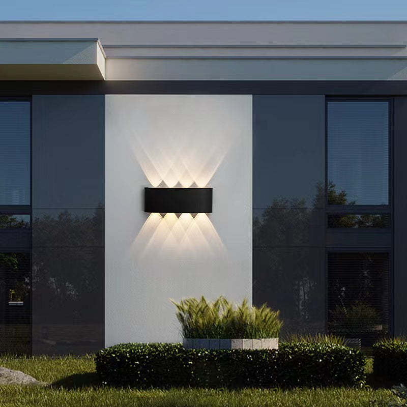 Orr Modern Rectangular Metal Outdoor Wall Lamp, Black/White, Water-wave