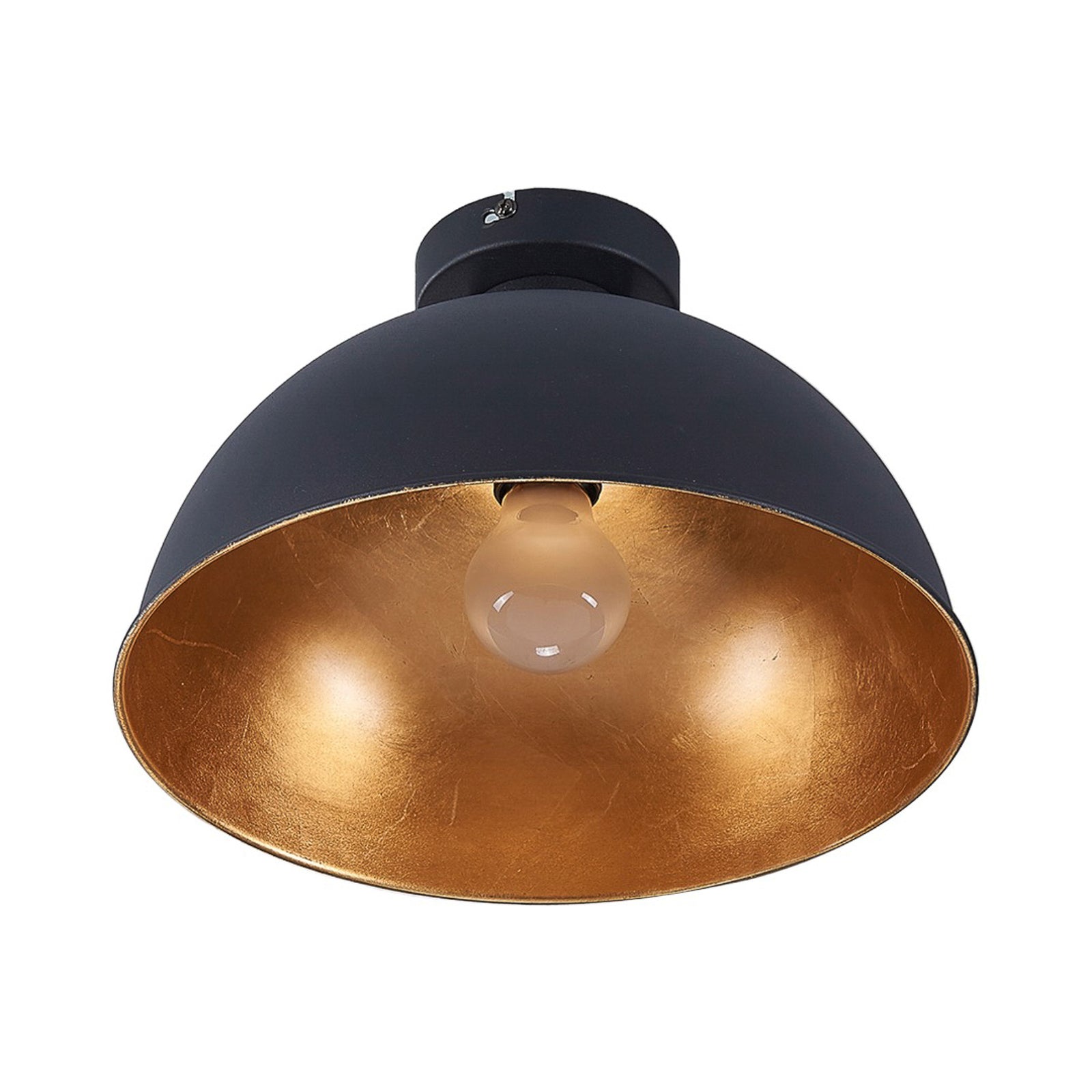 Carins Vintage Metal Semi-Flush Mount Ceiling Lamp, Gold/Black