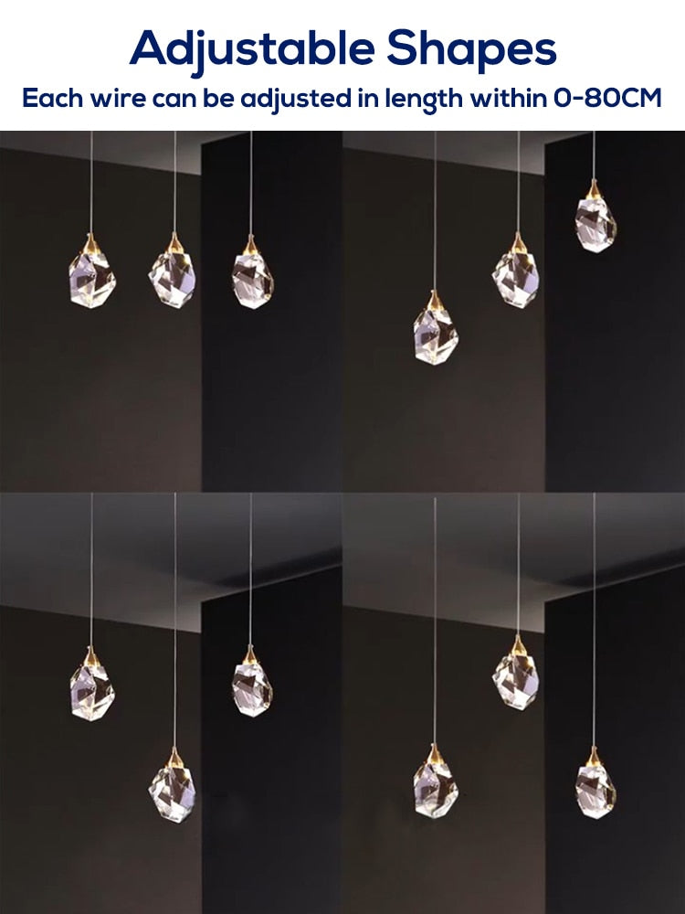Kristy Moonshadow Crystal Pendant Light, Gold, Bedroom/Dining Room