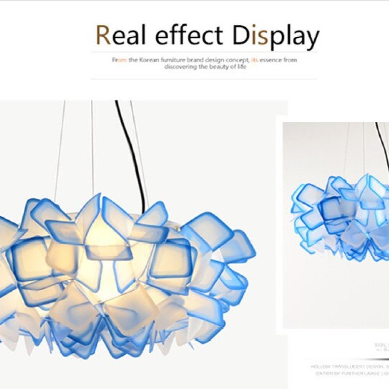 Bella Modern Decorative Flower Acrylic Pendant Light, Black/Blue
