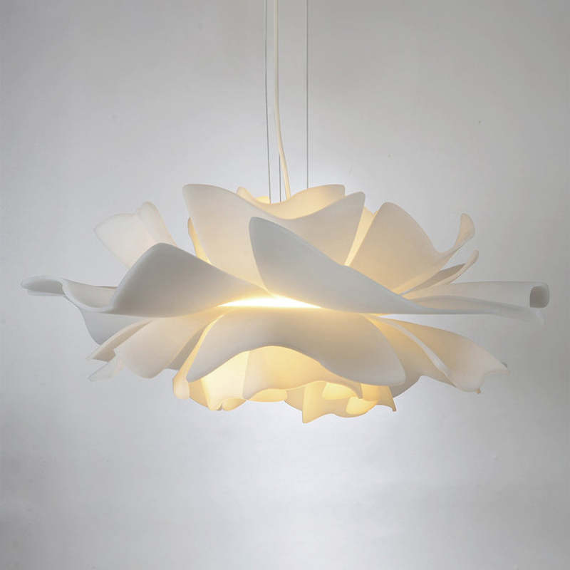 Bella Elegant Flower Pendant Light White Metal/Acrylic Living Room
