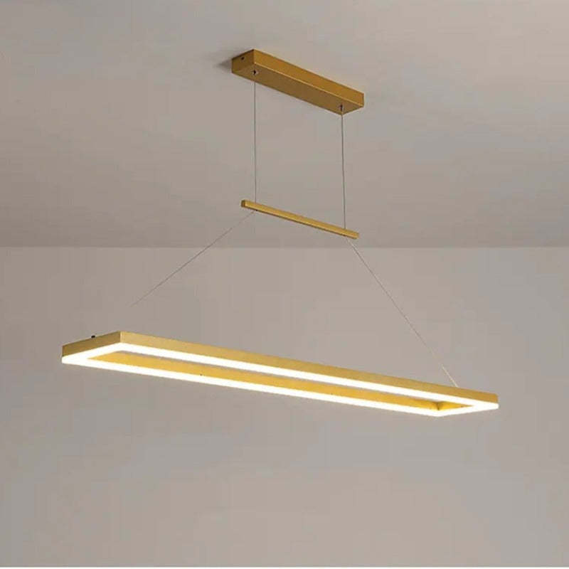 Edge Modern Rectangular Hanging Pendant Light, Gold/Coffee
