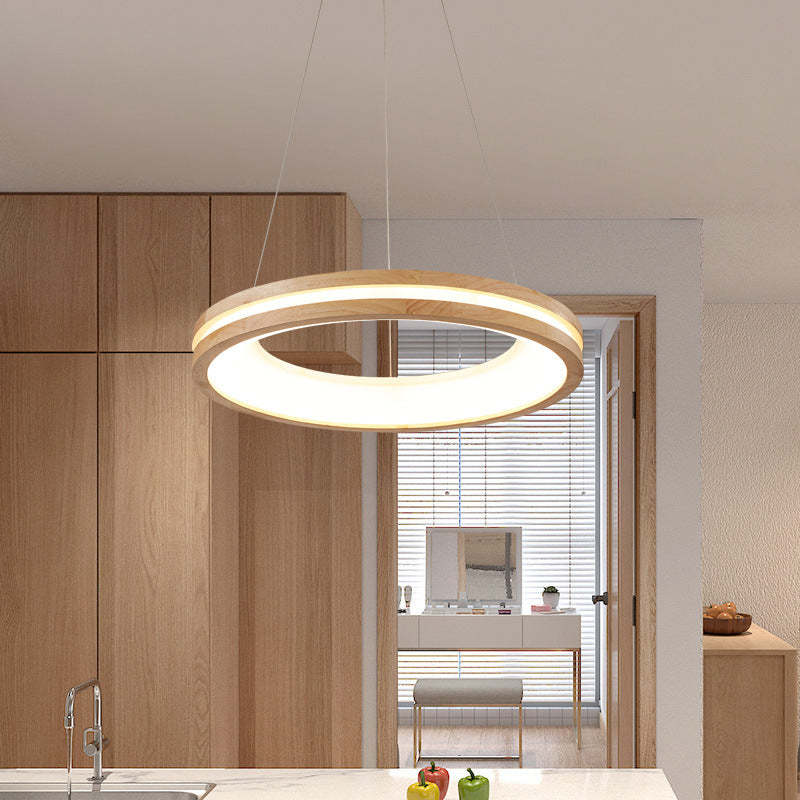 Ozawa Modern Ring Wood Pendant Light