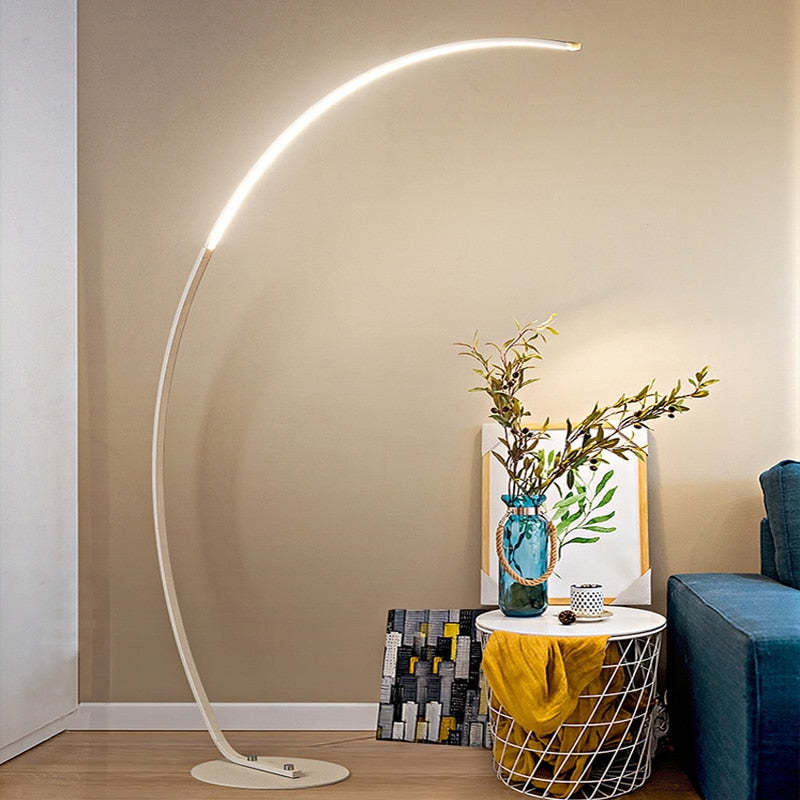 White metal store floor lamp