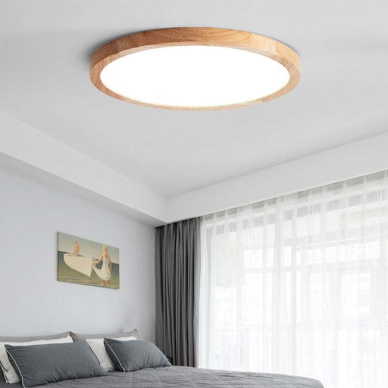 Ozawa Modern Wood Round Flush Mount Ceiling Lights,4 sizes